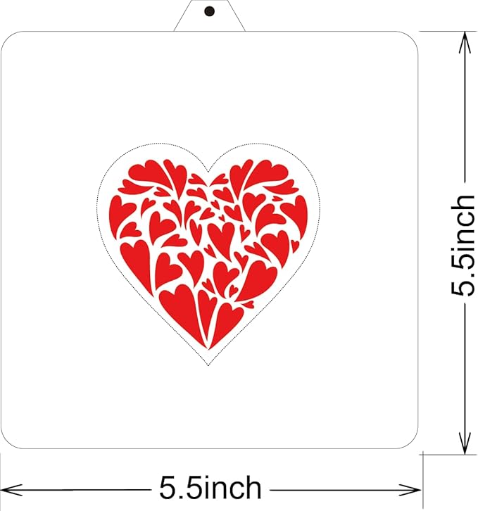 Valentine Cookie Cutter and Stencil Set Bakery Bundle PYO Cookies Diy Bakery Fondant Sugar Love Wedding Baby Family Kids Painting Coloring Pages Comb (Heart)