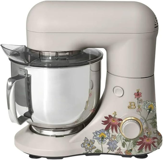 Beautiful 5.3QT 300W Stand Mixer with 12 Speeds, Tilt-Head, Splash Guard & Dishwasher-Safe Accessories, Soft Matte Finish – Mixes Up to 9 Dozen Cookies (Wildflower Porcini Taupe)