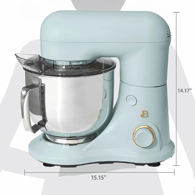 Beautiful 5.3QT 300W Stand Mixer with 12 Speeds, Tilt-Head, Splash Guard & Dishwasher-Safe Accessories, Soft Matte Finish – Mixes Up to 9 Dozen Cookies, Includes Dough Hook & Whisk (Hydrangea)