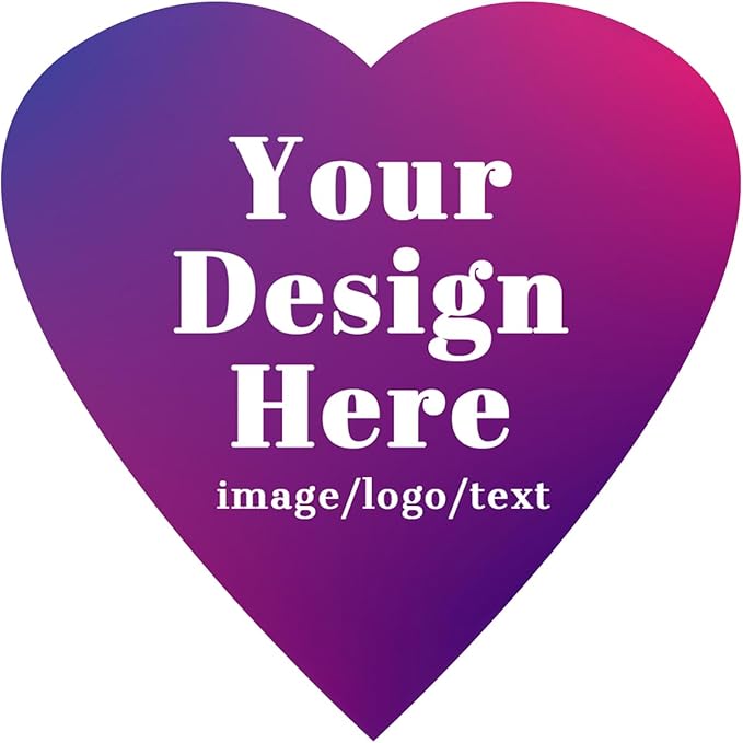 50-500 Pack Custom Stickers Personalized Labels, Customized Stickers with Any Image Logo and Text for Business Logo Thank You Labels,1",2",3", 4", 5",6" (Heart)