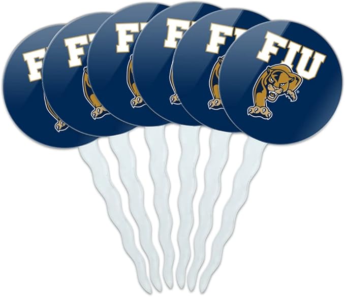 Florida International University Primary Logo Cupcake Picks Toppers Decoration Set of 6