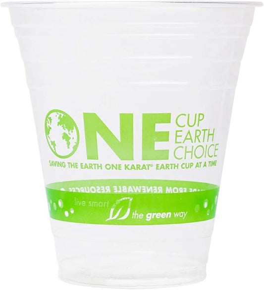 KARAT EARTH [1,000 ct - 12 oz Compostable PLA Plastic Cups, BPI Certified Disposable Renewable Cold Cups for Cocktails, Wine and More | Green Line
