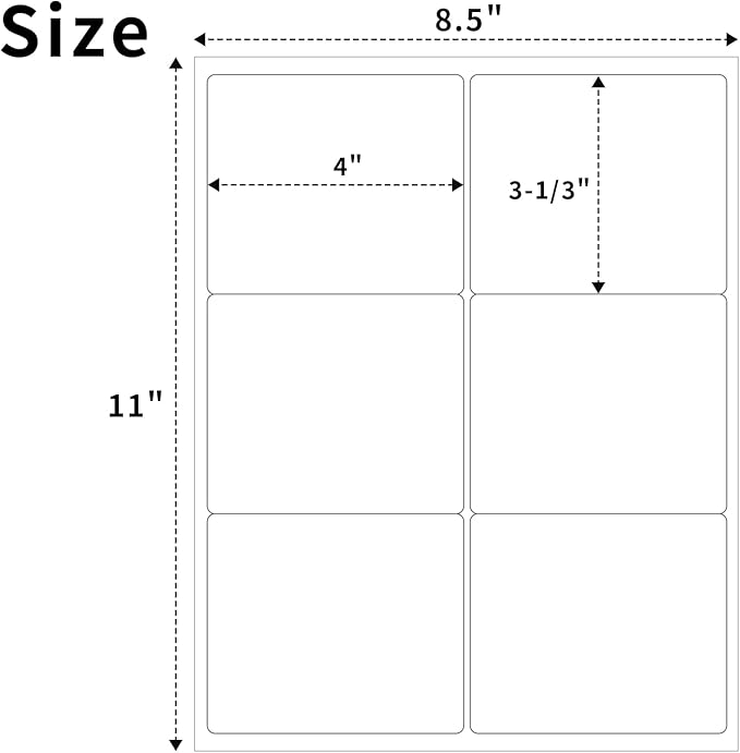 500 Sheets 3000 Labels Shipping Address Labels for Laser & Inkjet Printers, 3-1/3 6 per Page Printable Mailing Label, FBA Box Labels, Matte