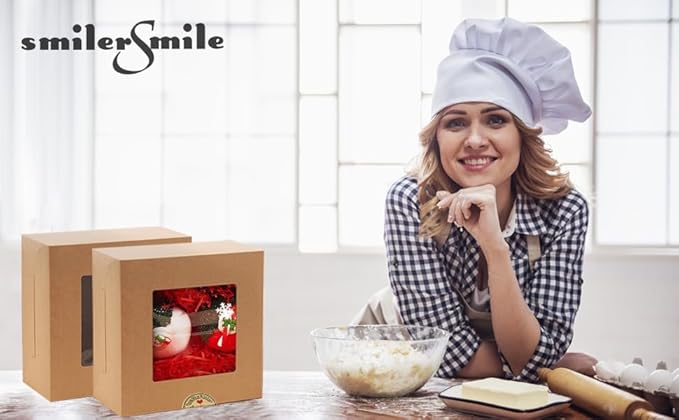 SmilerSmile 8x8x5 Inches Cake Boxes with Windows 20pcs 8 Inch Cake Box Bakery Boxes Kraft Pastry Boxes Disposable Cake Containers for Cakes,Pastries,Pies,Dessert/Brown