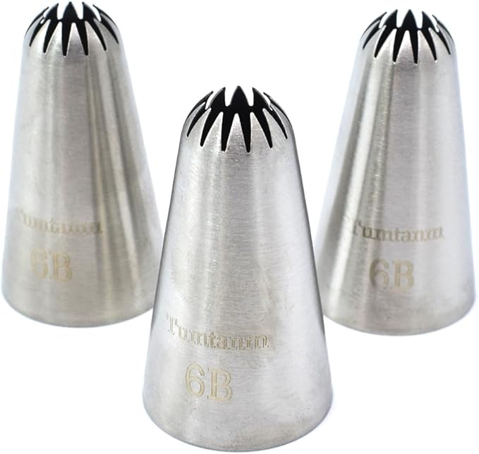 Piping Tips, 6B 3Pcs Large Icing Piping Tips Stainless Steel Seamless Set for Cupcakes Cake Decoration and Baker