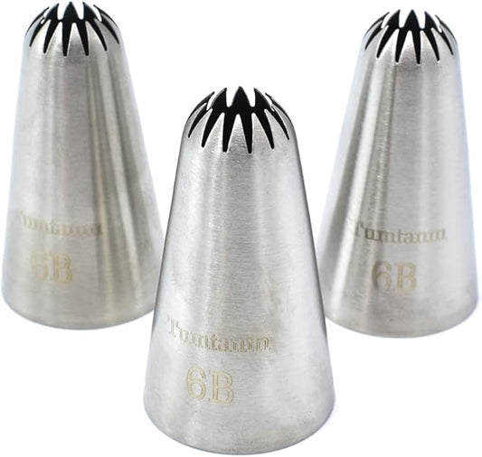 Piping Tips, 6B 3Pcs Large Icing Piping Tips Stainless Steel Seamless Set for Cupcakes Cake Decoration and Baker