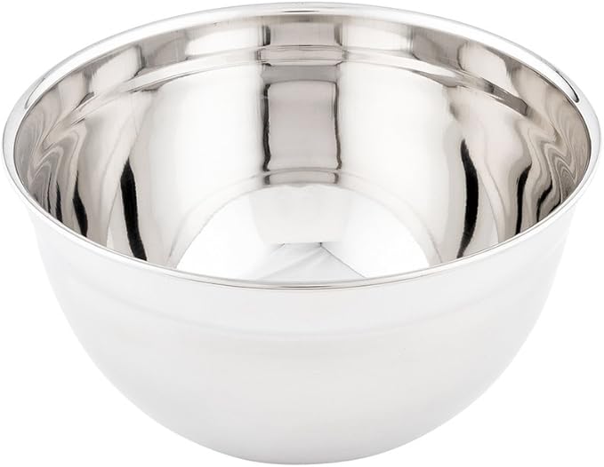 Restaurantware Met Lux 3 Quart Metal Mixing Bowls 1 German Deep Flour Bowl - Corrosion-Resistant Dishwasher-Safe Stainless Steel Metal Prep Bowl Durable For Baking And Cooking