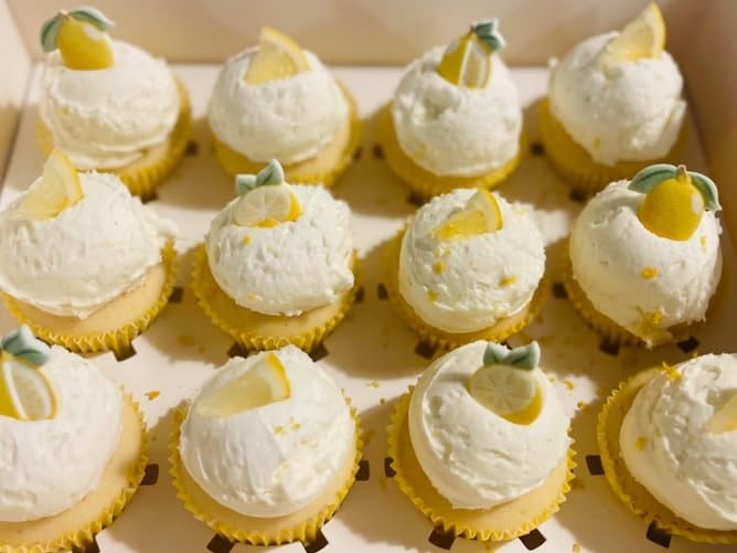 Lemon Shape Edible Sugar Cake Toppers, 12 Count