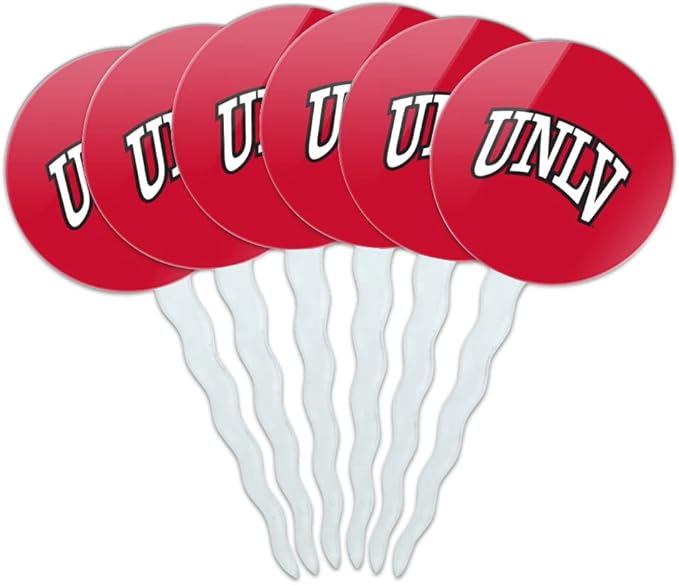 University of Nevada, Las Vegas Primary Logo Cupcake Picks Toppers Decoration Set of 6