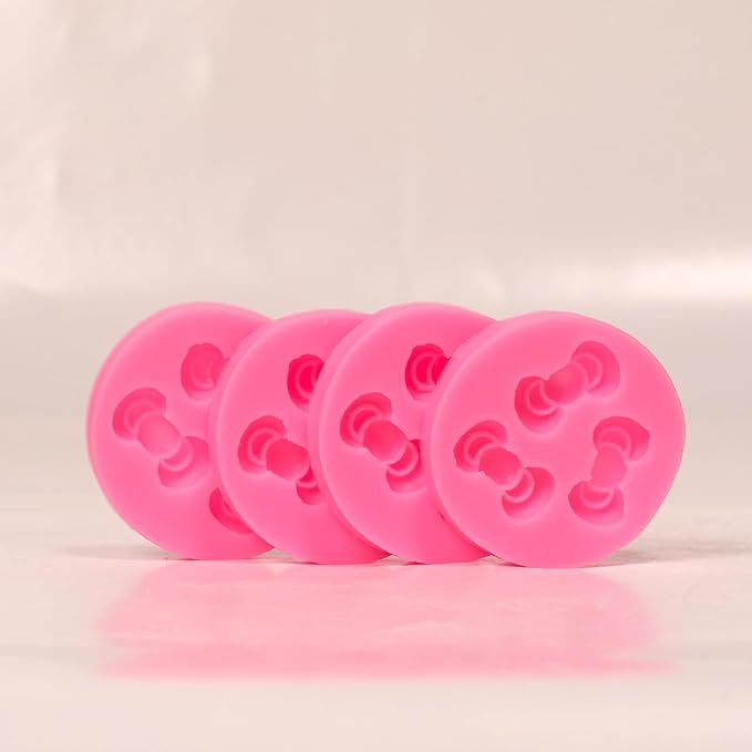 Bow Silicone Fondant Molds 4PCS Pink Liquid Silicone Cake Decoration Moulds for Baking DIY Tools Chocolate Candy Resin Crafts（2.36Inch）