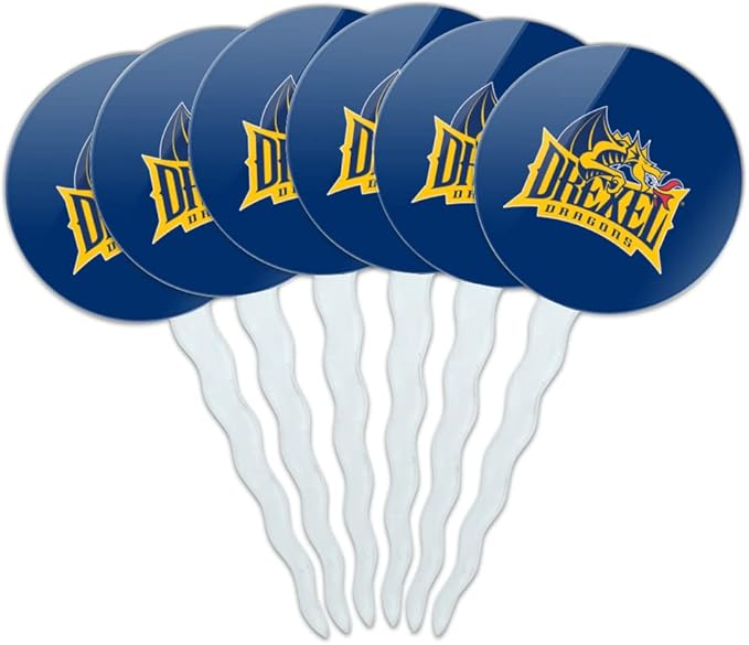 Drexel University Primary Logo Cupcake Picks Toppers Decoration Set of 6
