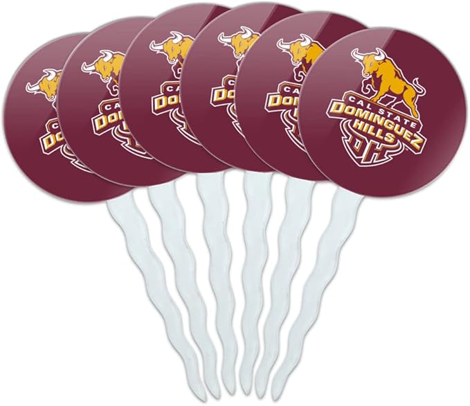 California State University Dominguez Hills Primary Logo Cupcake Picks Toppers Decoration Set of 6