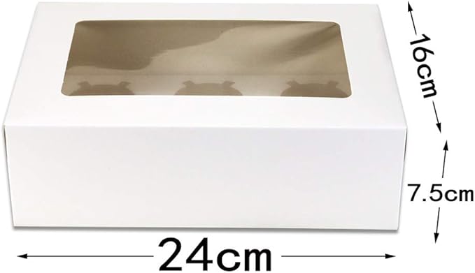 Pralb 20Pack White Cupcake Boxes with Inserts 6 Holders,White Standard Bakery Boxes with Pvc Window,Cupcake Containers Bakery Cake Box,Auto-Popup Cupcake Containers Carriers Bakery Cake Box(9x6x3inch)
