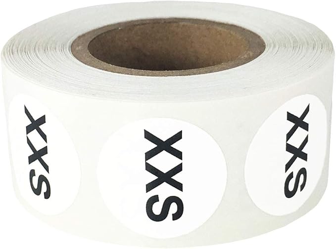 InStockLabels.com White Circle Extra Extra Small XXS Clothing Size Stickers for Retail Apparel 0.75 Inch 500 Total Adhesive Labels