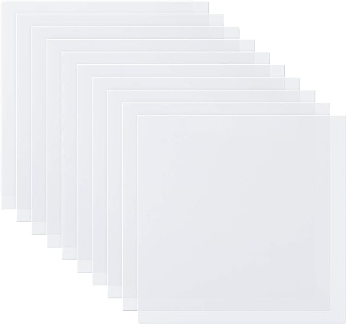ilauke 10 Pieces 7.5mil Stencil Vinyl Sheets, 12x12inch Blank Mylar Stencil Sheets, Milky Translucent PET Stencil, Clear Mylar Template for Cricut Cutting Machine, Make Your Own Stencils Sheets