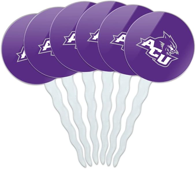Abilene Christian Primary Logo Cupcake Picks Toppers Decoration Set of 6