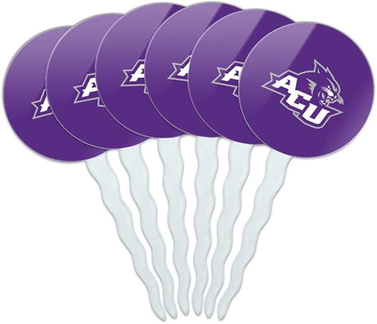 Abilene Christian Primary Logo Cupcake Picks Toppers Decoration Set of 6