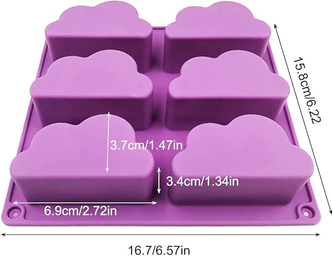 3 Pack Soap Moulds for Soap Making, FineGood Silicone Cloud Mold Soap Making Supplies Cake Baking Mould Silicone Muffin Trays for Pudding Cupcake