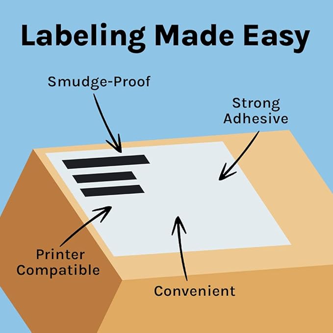 Premium Label Supply White Sticker Full Sheet Shipping Labels – 8.5" x 11" – Laser/Inkjet Compatible – (1 per Sheet), 25 Sheets - Letter Size