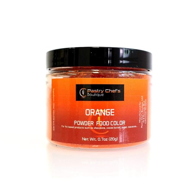 Pastry Chef's Boutique Fat Soluble Powder Food Color - Great for Coloring Chocolate and Cocoa Butter - 0.7 oz. - Orange