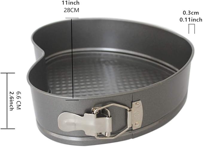 Falytemow Nonstick Springform Pan with Removable Bottom 3 Pieces Cake Molds of Heart Leakproof Cheesecakes Pan Bakeware Set (3pcs Heart, 24cm, 26cm, 28cm)