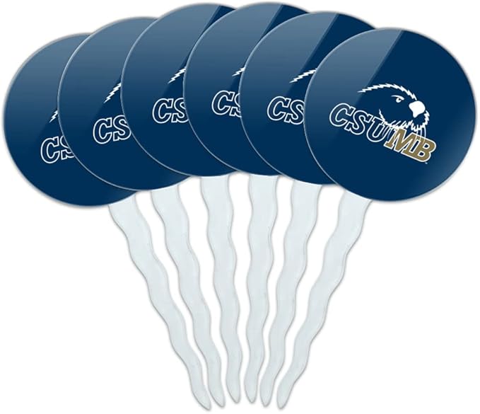 California State University Monterey Bay Primary Logo Cupcake Picks Toppers Decoration Set of 6