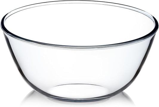 NUTRIUPS 4.5 Quart Large Glass Mixing Bowl, Clear Large Salad Bowls Glass Big Mixing Bowls for Kitchen