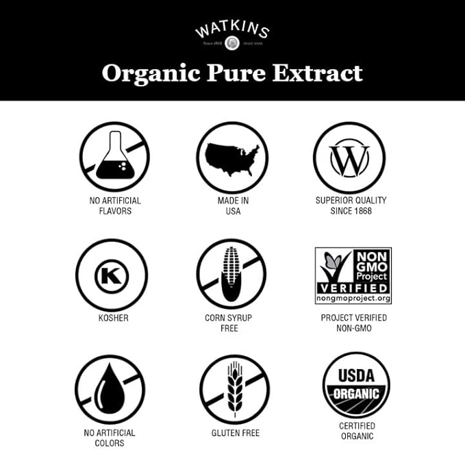Watkins Organic Pure Lemon Extract, Non-GMO, Kosher, 4 oz. Bottle, 1-Pack