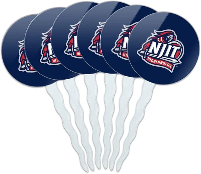 New Jersey Institute of Technology Primary Logo Cupcake Picks Toppers Decoration Set of 6