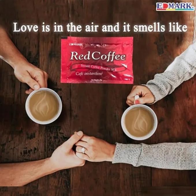 EDMARK Sugar Free Red Yeast Coffees - Organic Coffee Blend With Rose Petal Extract - Red Coffee Pods Cups Coffee's Lover Gifts - 15g × 20 Sachets