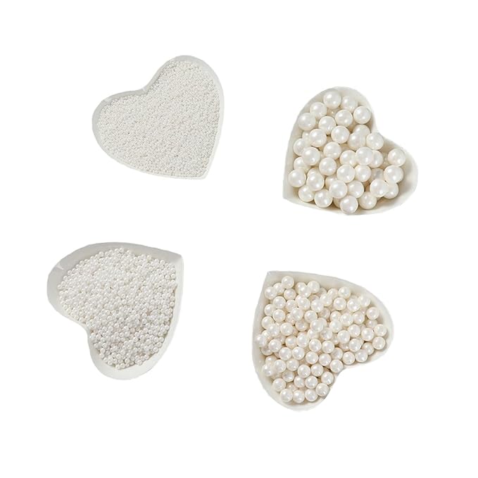 EPHVODI Sprinkles for Cake Decorating, White Pearl Sugar Sprinkles for Cupcake Toppers Wedding Party Halloween Christmas Supplies, 4 Sizes Sprinkles Mix