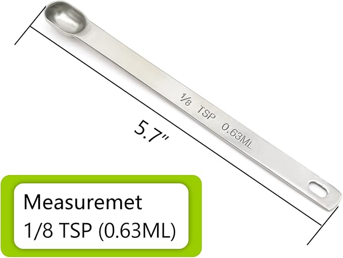 1PCS 1/8tsp (0.63ml) Single Measuring Spoon, Stainless Steel Long Handle Individual Teaspoons Only