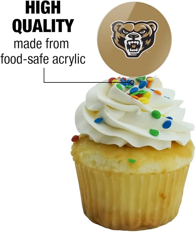 Oakland University Primary Logo Cupcake Picks Toppers Decoration Set of 6