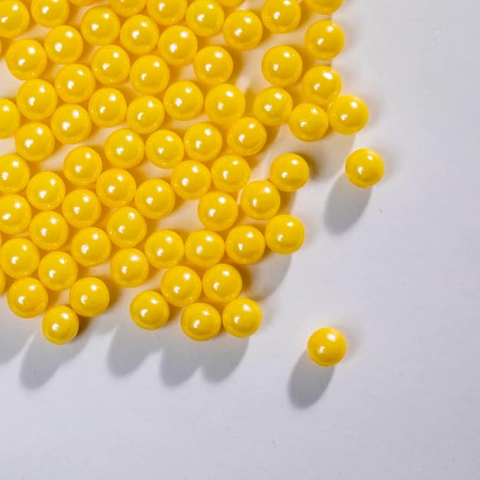 Yellow Sprinkles Edible Pearls,Cake Sprinkles 130g 4.6OZ,Cookie Sprinkles,Sugar Pearl, Edible Candy Pearls for Cake Cupcake Decorationg (7mm-yellow)