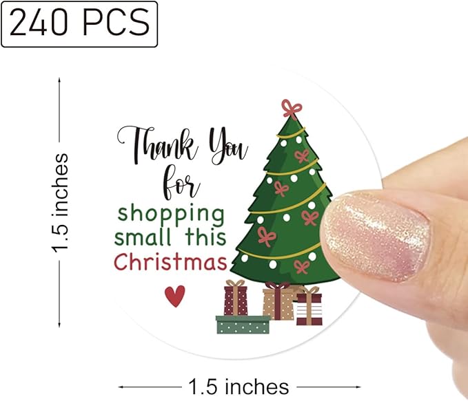 240 Cute Thank You for Shopping Small Envelopes Stickers - Christmas Theme Business Stickers