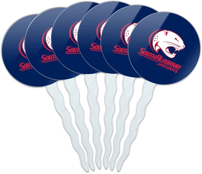 Univeristy of South Alabama Primary Cupcake Picks Toppers Decoration Set of 6