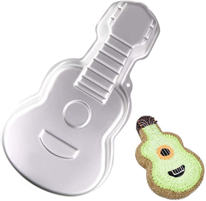 Ulalaza Aluminum Cake Mold 3D Guitar Shape Baking Pan DIY Birthday Cake Mould Kitchen Supplies