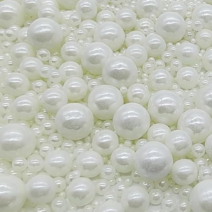 Edible White Sugar Pearls Sprinkles Candy Mix Size Pearls Cake Decorations Cupcake Toppers Cookie Decorating Perfect for Wedding Party Valentine Halloween Christmas Supplies 4.58OZ
