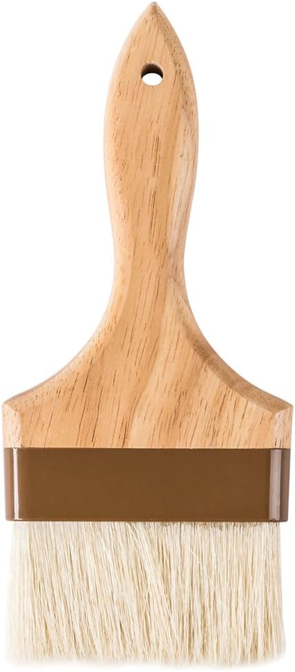 Betolla 4-Inch Pastry Brush – Natural Boar Bristle Basting & Marinade Brush with Lacquered Hardwood Handle for Cooking, BBQ, and Baking