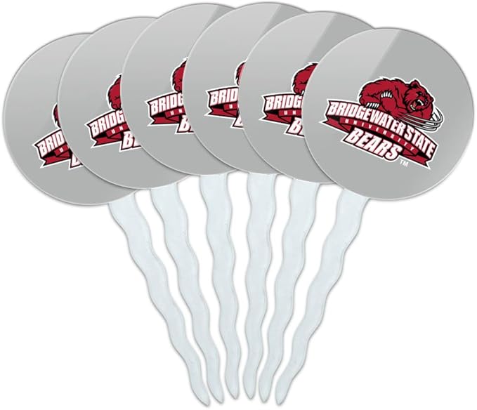 Bridgewater State Bears Logo Cupcake Picks Toppers Decoration Set of 6