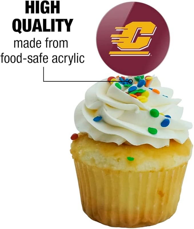 Central Michigan University Logo Cupcake Picks Toppers Decoration Set of 6