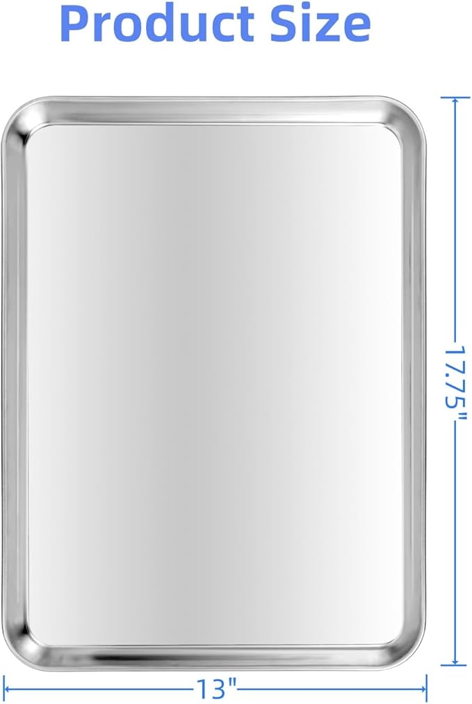 Aluminium Alloy Baking & Cookie Sheets, Heavy-Duty Baking Pans, Cooking Trays for Oven, 2 Pack, 17.75 x 13 x 1.18 Inches (17.75 x 13 x 1.18 Inches)