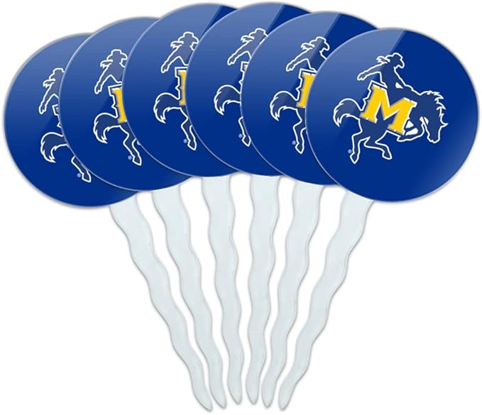 McNeese State University Primary Logo Cupcake Picks Toppers Decoration Set of 6