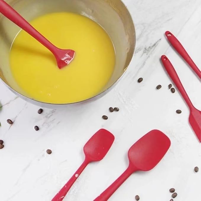 Spatula Kitchen Utensils - 6 Pieces Silicone Spatula Set Heat Resistant, Cooking Utensils Food Grade Rubber Spatulas for Nonstick Cookware Kitchen Baking (Red)