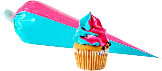 Restaurantware Pastry Tek 17.7 x 9.5 Inch Two-Color Icing Bags 100 Thick Multi-Color Piping Bags - Sustainable For Icing Frosting & Buttercream Clear Plastic Disposable Piping Bags For Cakes