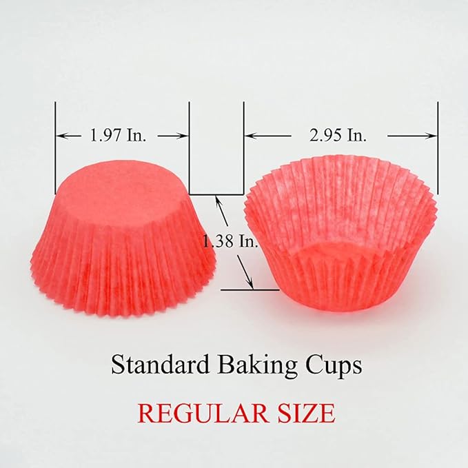 Red Cupcake Liners Standard Greaseproof Paper Baking Cups, 300-Count