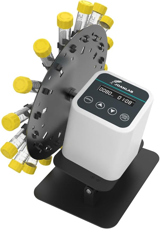 JOANLAB Digital Lab Rotary Rotating Mixer Tube Mixer Shaker for 1.5/2/5/10/15/50ml Adjustable Speed 20-80RPM with Timer