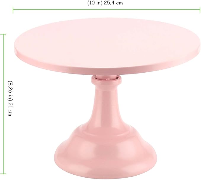 2 Pack Pink Cake Stand, 10 Inch Adjustable Height Cake Stand Pink Round Metal Cupcake Stand for Home, Birthday, Party and Wedding
