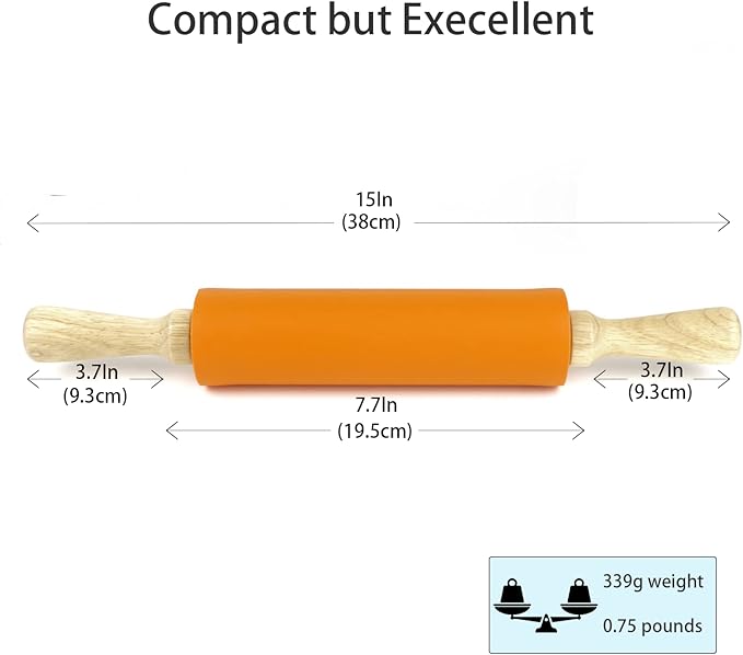 Silicone Rolling Pin for Baking Non-stick Rolling Pin Dough Roller Wooden Handle Kitchen Accessories Pastry Roller