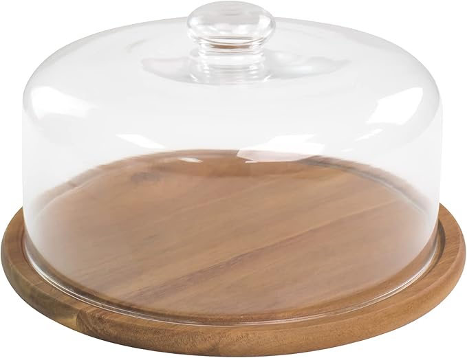 10.2''Glass Dessert Dome with Base, 11.8"Decorative Cake Tray with Glass Dome Cover, Cake Fruit Display Server Tray for Kitchen, Birthday, Weddings, Appetizer Dessert & Cheese Serving Platter